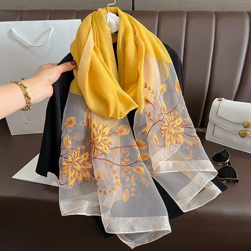 Woven Scarf Blanket - İlkbahar Yaz Katı ipek eşarp Kadın