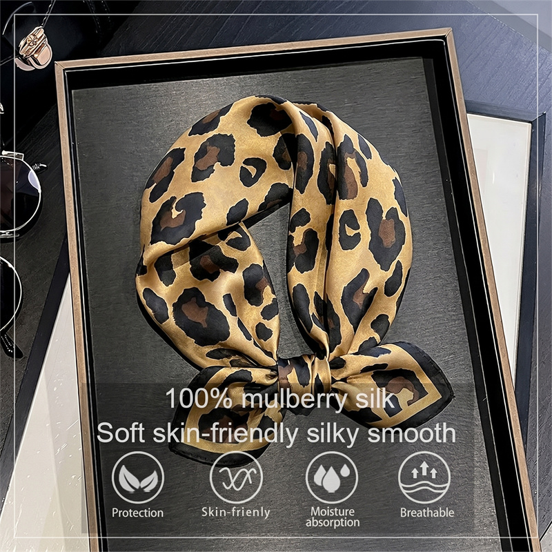 Scarf Silk Square - % 100% ipek kare eşarp leopar